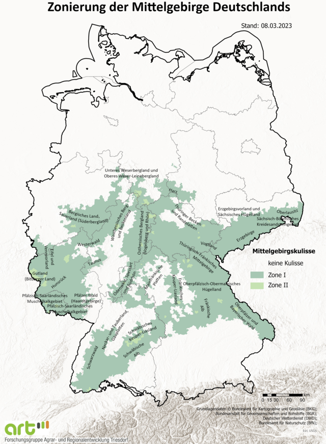Übersicht Mittelgebirgsregionen